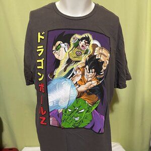Dragon Ball Z Son Goku Vegeta Gohan Men's Gray Brown T Shirt Size XL Trunks Frie